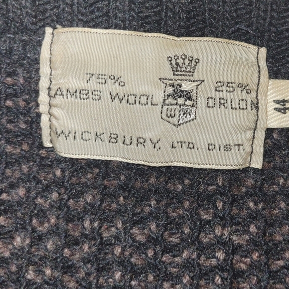 Wickbury Lambs Wool Blend Vintage Men's Knit Sweater Size: 44 - Picture 4 of 4